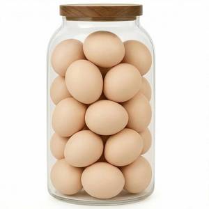lot 1554 image: Bekith 1 Gallon Glass Jar with Wooden Airtight Lid, Large Food Storage ContainerCanisters for Serving Tea, Coffee, Honey, Spice, Cereal, Egg, Kitchen Canister, Clear