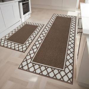 lot 1558 image: COSY HOMEER Kitchen Rugs Non Slip Washable Kitchen Mats for Floor Absorbent Kitchen Rugs Sets of 2 Kitchen Runner Rugs for Kitchen Carpet Sink Laundry Area Rugs,Brown,24 x 3524 x 60