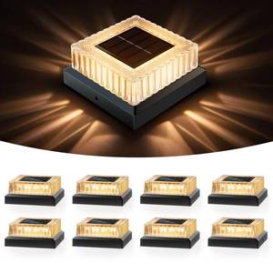 lot 1579 image: APONUO Solar Post Cap Lights, 8-Pack IP65 Waterproof for 4x4 Posts, 20 Lumens Deck Post Lights Solar Powered Outdoor �� Perfect for Fence, Patio, Garden,Decor, Black