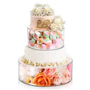 lot 1582 image: Jucoan Set of 2 Clear Acrylic Fillable Cake Stand, Cake Tier Display Stand Cupcake Stand, 12 Inch & 8 Inch Round Cylinder Display Riser for Wedding Birthday Baby Shower Easter Party Centerpieces