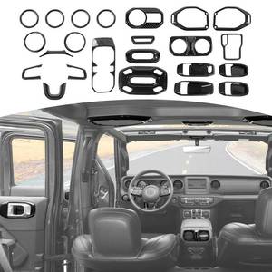 lot 1590 image: RT-TCZ for Wrangler JL Interior Trim Kit Compatible with Jeep Wrangler JL JLU Gladiator JT 2018-2023 Carbon Fiber Interior Accessories 23pcs