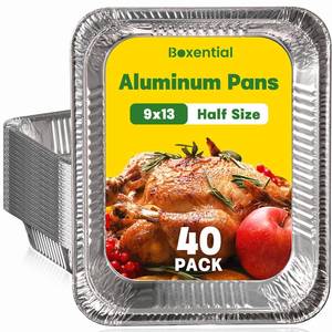 lot 1603 image: Boxential 9x13 Aluminum Pans 40 Pack, Extra Heavy Duty Half Size Disposable Aluminum Foil Pans, Deep Baking Pans for Cooking, Roasting, Heating, and Steam Tables
