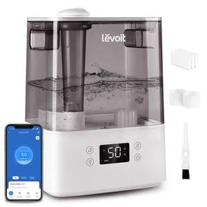 lot 1625 image: LEVOIT Humidifiers for Bedroom Large Room Home, (6L) Cool Mist Top Fill Essential Oil Diffuser for Baby & Plants, Smart App & Voice Control, Rapid Humidification & Auto Mode - Quiet Sleep Mode, Gray