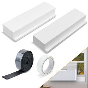 lot 2006 image: LBG Products Foam Block for U-Shape Window AC Units, 2 Pack with Weather Seal Strip, Prevents Cold Air Leakage, Compatible with Midea, WinterSummer