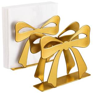 lot 2012 image: Reallnaive Bow Napkin Holder for Tables Metal Napkin Dispenser Vintage Kitchen Decor Tissue Dispenser for Coquette Home Party Countertop(Gold,Fashion)