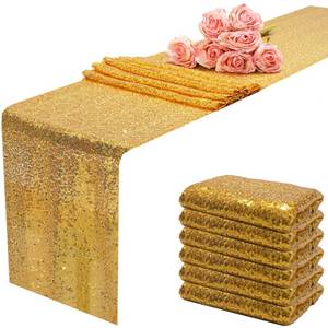 lot 2059 image: Aorokugatsu 12x108 inch Gold Sequin Table Runner Sparkly Glitter Table Linens 6 Packs for Party Decorations Wedding Birthday Baby Shower Engagement Anniversary