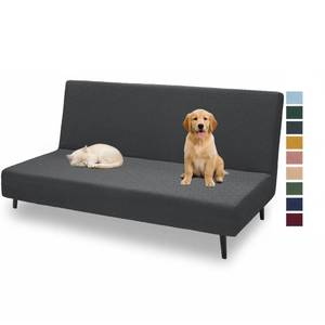 lot 2066 image: XINEAGE 2026 New Futon Cover Full Size Stretch Armless Sofa Bed Cover Anti-Slip Furniture Protector Without Armrests Futon Slipcover with Elastic Bottom (67-82, Dark Gray)