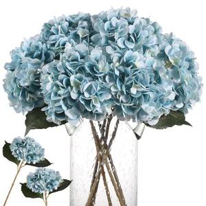 lot 2067 image: Kisflower Blue Hydrangea Artificial Flowers 6pcs Faux Hydrangea Flowers, Fake Flowers for Table Centerpiece, Blue Silk Hydrangea Flowers with Stems for Home Wedding Party Decor