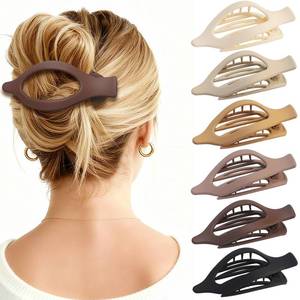 lot 2074 image: CHANDAT Flat Hair Clip 6 pcs Lay Down Claw Clips Hair Accessories for Women -Brown