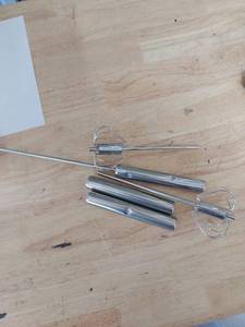 lot 2085 image: Fnoko Stainless Steel Semi-automatic Egg Whisk - 3PCS Hand Push Rotary Whisk Blender, 8in,10in,12in, Silver-8IN-10IN-12IN