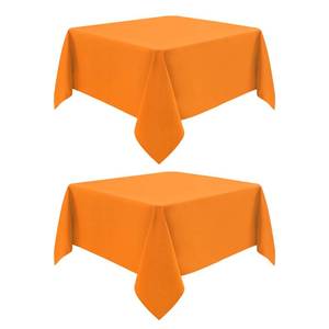 lot 2472 image: mylacerhome 2 Pack Square Table Cloth 52X52 Inch Orange Washable Fabric Tablecloth Polyester Solid Dining Table Cover for Birthday Party Dinner Holiday Outdoor Indoor