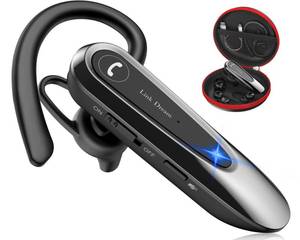 lot 2474 image: Link Dream Bluetooth Earpiece Wireless CVC8.0 Headset for Cell Phone Dual Mic Noise Canceling Earpiece Phone with Mute Key 20H Talk 180 Days Standby for iPhone Android Home Office Driving (1 Pack)