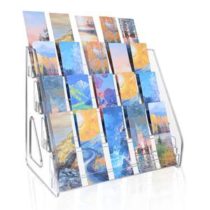 lot 2479 image: GYSLEOT Acrylic Bookmark Display Stand, Portable Sticker Holder for Vendor Events Retail, 4 Tier Clear Display Shelf Rack for Greeting Card, Postcards, Brochures