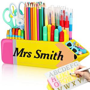 lot 2492 image: Containlol Teacher Appreciation Gifts Name DIY Pencil Shape Holder Organizer Birthday Favor Supplies for Women Men End of Year Thank You Gifts Desk Sign School Office Decor