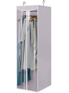 lot 3811 image: STORAGEIDEAS Garment Bags for Hanging Clothes Storage, Long Garment Cover with Zippered Clear Window for Closet Wardrobe Clothes Rack Organizer, Hanging Garment Bags for Dresses, Suits, 1 Pack, Gray