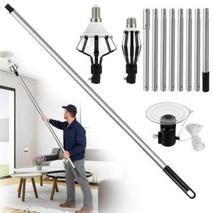 lot 3821 image: Phaniteces 13FT Light Bulb Changer for High Ceilings - Light Bulb Changer with Baskets and Suction Cup Bulb Removal Tool for High, Light Bulb Removal Tool with Pole (Black)