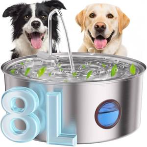 lot 3823 image: Dog Water Fountain Stainless Steel 8L Automatic Pet Waterer, Quiet Pump, Visible Water Window, Easy to Clean for Large Dogs & Multi-Pet Homes