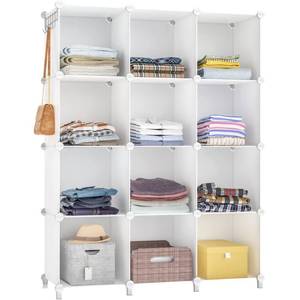 lot 3827 image: Closet Organizer, 12 Cube Closet Organizers and Storage, Portable Closet Shelves Clothing Storage, White