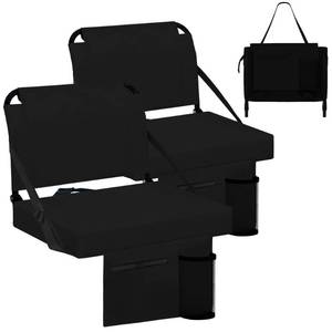lot 3834 image: Besunbar Stadium Seats for Bleachers 2 Pack wBack Support Bleacher Seat Soft Cushion Light Weight Includes Shoulder Strap & Cup Holder, Front & Back Zipper Pocket, Suitable for Sports Events,Black