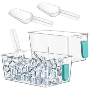 lot 3836 image: Havawish Ice Storage Bin and Flexible Scoop Set Plastic Freezer Bin with Pull Out Handle Storage Bucket Clear for Container with Scoop(Blue,10.83 x 7 x 4.33 in,10.83 x 4.92 x 4.33 in,Classic)