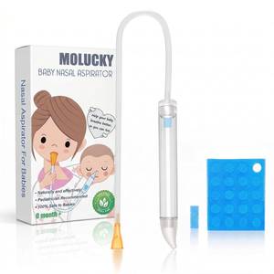 lot 4364 image: Baby Nasal Aspirator with 24 Replacement Filters - Soft Silicone Tip Nose Sucker for Newborns and Toddlers - Manual Suction for Quick Relief from Congestion - BPA-Free Transparent Mucus Extractor