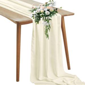 lot 4366 image: Horbaunal Ivory Chiffon Table Runners 10FT Sheer Chiffon Runner 29x120 Inches Romantic Boho Rustic Table Runner for Wedding Party Bridal Baby Shower Table Decorations