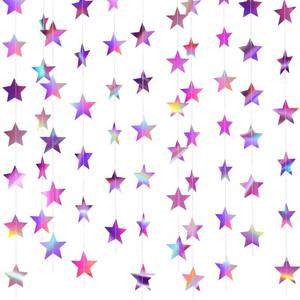 lot 4377 image: Patelai Glitter Star Garland Banner 2026 Graduation Decor 130 Feet Star Hanging Banner Twinkle Backdrop for Party Birthday Classroom Wedding Supplies(Iridescent Purple)