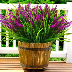 lot 4379 image: TSTWETO Artificial Plants Outdoor, 20 Pcs Fake Flowers UV Resistant Outdoor Fake Plants, Lavender Artificial Flowers Plastic Fake Faux Flowers Shrubs for Home Porch Garden Yard Window Box