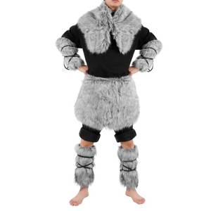 lot 4387 image: COSYEARS Costume Set Faux Fur Collar Mini Skirt Furry Arm Cuffs and Leg Warmers Covers for Cosplay Accessories 10 Pcs