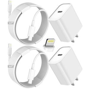 lot 4406 image: iPhone Fast Charger,Extra Long iPhone Charger Fast Charging 10Foot 2Pack i Phone Chargers 10FT USB C to Lightning Cable Cord Adapter for iPhone 14 Pro Max14 Plus13 Mini131211XXRSEiPadAirPods