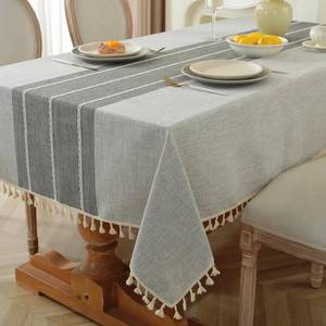 lot 4429 image: Alsoo Grey Tablecloth for 6 Foot Rectangle Tables, Waterproof Washable Wrinkle Free Table Cloth Cotton Linen Heavy Duty Fabric for Outdoor Picnic Camping Kitchen - 55 x 90 Inch