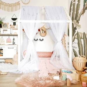 lot 4451 image: NICETOWN Decorative White Bed Canopies & Drapes for Kids Room - Voile Sheer Toddler Bed Canopy Curtain Scarf Valance DIY for BedroomParty (1 Panel, W114 x L180)