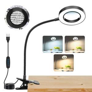 lot 4472 image: 10X Magnifying Glass with Light, Clip on Mganifier with Light, 48 LED Desk Magnifying Glass wtih Clamp, 3 Modes Dimmable Magnifying LED Lamps for Bed Work Crafts DIY Repair