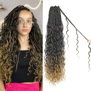 lot 4480 image: Boho Crochet Braids Pure Protein Fiber Close to Human Hair 14 Inch Goddess Box Braids with Soft Curls Bohemian Braids Crochet Hair for Black Women (14Inch T27)