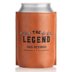 lot 4485 image: Cituarko The Legend Has Retired Leather Can Cooler Sleeve Holder - Retirement Gifts for Men - Beer Can Cooler for Men, Him, Dad, Husband, Grandpa - Best Cool Retirement Gifts for Coworkers Christmas