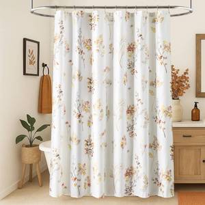 lot 4487 image: Lino Rosa Shower Curtain for Bathroom,Terracotta Rust Burnt Orange Color Fabric Boho Farmhouse Rustic Floral Leaves Theme Shower Curtains Set with Hooks,72x72 Inch