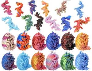 lot 4490 image: 12PCS 3D Printed Dragon with Surprise Egg,Mystery Crystal Dragon Fidget Toys,Home Desk Decor Easter Surprise Dinosaur Eggs for Girls Kids Boys Kids(Random color)
