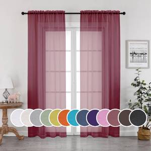 lot 4491 image: OWENIE Sheer Curtains, Sheer Curtains 84 inch Length 2 Panels Set, Rod Pocket Voile Fimly Sheer Drapes for Living RoomBedroom, 2pcs, Each 42 W x 84 L, Burgundy