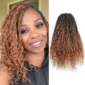 lot 4496 image: Toyotress Boho Crochet Braids Human Hair - 14 Inch 8 Packs Pre-Looped Miracle Knots Crochet Hair for Black Women, Ombre Brown Handmade Pre-Twisted Braiding Hair Extensions (14 Inch, T30-8P)