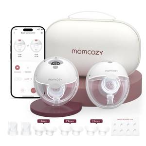 lot 5107 image: Momcozy M5 Smart APP Controlled Wearable Breast Pump, Hands-Free Wireless Electric Pump, 3 Modes 9 Suction Levels, BPA-Free, Portable Lightweight, 24mm Flange, 2-Pack Quill Gray