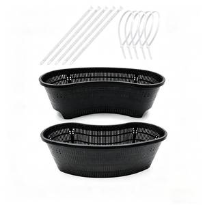 lot 5113 image: Gyfofix 1 Pack 18 Inch Kidney Shaped Pond Plant Baskets, Slotted Mesh Aquatic Pots for Water Lily, Hydroponics & Water Gardens, with Nylon Cable Ties one pot only