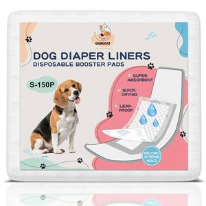 lot 5124 image: OOMICAT Dog Diapers Liners, 150 Ct, Super Absorbent Booster Pads for Male Dog Wraps and Female Dog Diapers, Lnnovative Hook-and-Loop Tape Design, Super-fit & No Shifting, Small Dog Diaper Pads