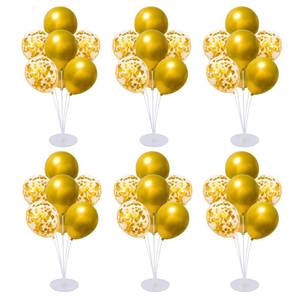 lot 5136 image: A6 Set Balloon Stand Kit for Table Centerpieces With Balloon and Base Party Decorations for Birthday Wedding Retirement Graduation Baby Shower (Gold)