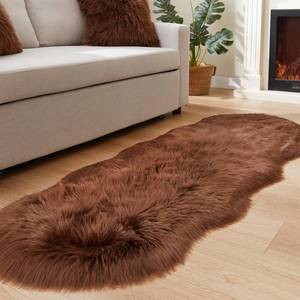 lot 5151 image: EasyJoy Ultra Soft Fluffy Shaggy Area Rug Faux Fur Rug Chair Cover Seat Pad Fuzzy Area Rug for Bedroom Floor Sofa Living Room (2 x 6 ft Sheepskin, Coffee)