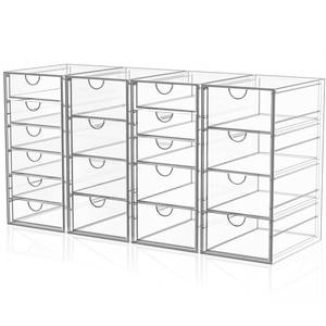 lot 5155 image: YFXCVSL Acrylic Makeup Organizer with 19 Drawers, 4 Pack Clear Storage Drawers, Bathroom Makeup Organizer for Palettes, Cosmetic, and Beauty Supplies,Ideal for Vanity, Cabinet,Desk Organization