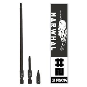 lot 6005 image: Robertson Square Bit #2 Set (3 Pack in Extra Long 6, Standard 2, and Screwdiver Bit Size1) Hex Shank and Magnetic Tipped