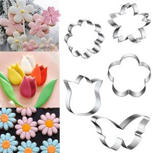 lot 6008 image: Q-BAKER Spring Summer Flowers Cookie Cutters - Rose, Sunflower, Tulip, Daisy Flower, Butterfly, Stainless Steel Holiday Cookie Cutter Shapes for Baking Gift
