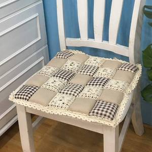 lot 6013 image: vctops Patchwork Chair Pad with Ties No Slip Lace Trim Chair Cushion Farmhouse Floral Print Kitchen Dining Seat Cushion (305 Coffee, 16x16)