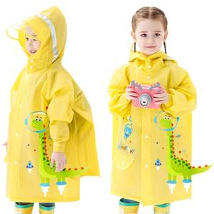 lot 6016 image: Kids Raincoats for Girls Boys Waterproof Rain Jacket Cartoon Dinosaur Children Toddler Rain Wear Children Rain Poncho 3XL Size 11-12 Years