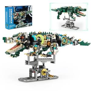 lot 6304 image: QJYAMK Ideas Mechanical Crocodile Building Set - Alligator Animal Toy with Display Stand and Light, Compatible with Lego Dinosaur, STEM Gift for Adults & Teens Boys Ages 14 (996 PCS)